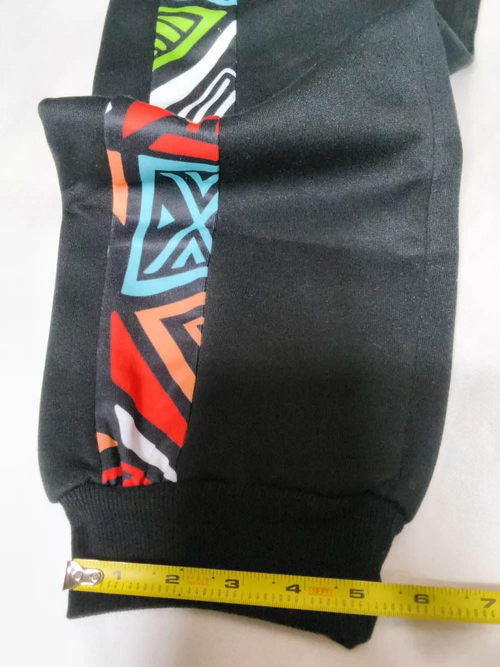 Black Men's Joggers with Multicolor Tribal Side Panels